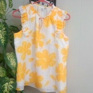 Yellow and White Sleeveless Top